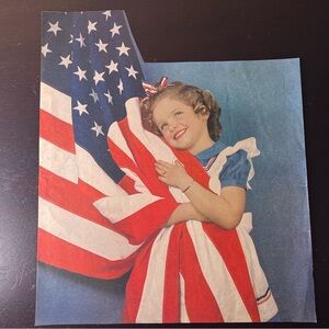 1940s Americana Patriotic Girl Flag Wartime Magazine Cutout Ephemera